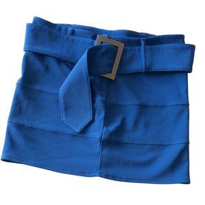 Blue Mini Skirt With Matching Belt Size M